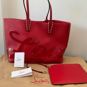 Christian Louboutin Calfskin Logo Spikes EWest Cabata Tote - Limited Edition NEW